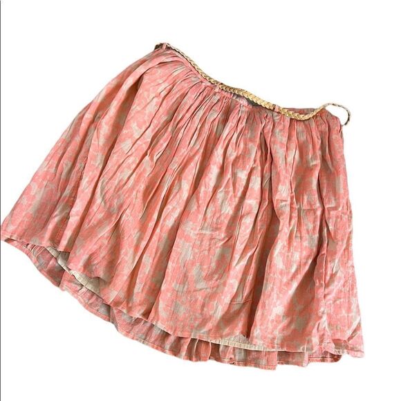 NWOT OLD NAVY Coral & Tan Cotton Braided Belted Flowy Mini Skirt 4 - Picture 3 of 8